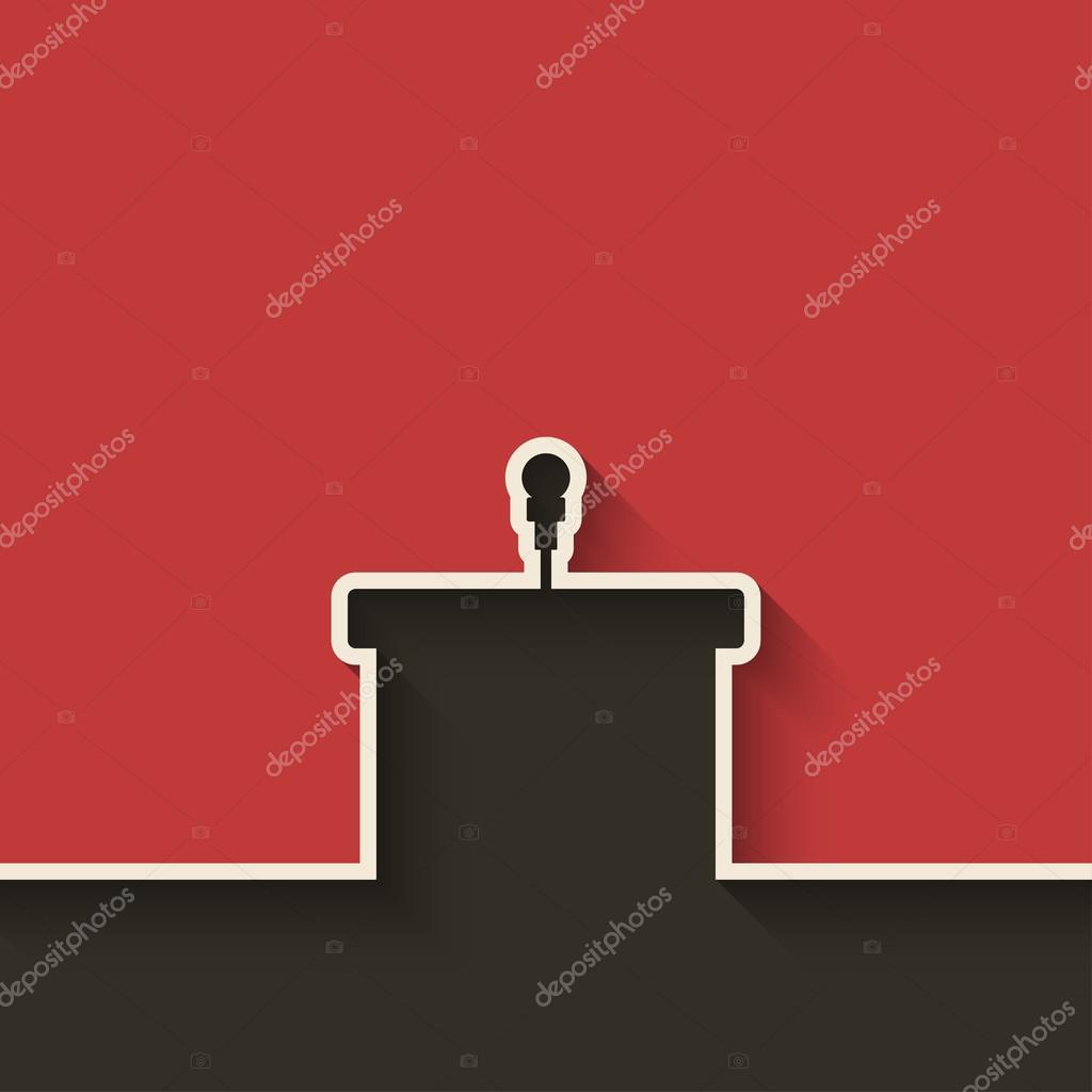 Podium with microphone  red background - vector illustration. eps 10