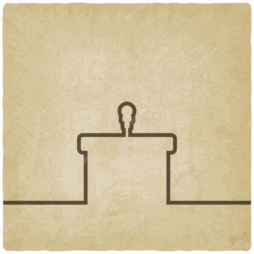 Podium with microphone old background - vector illustration. eps 10