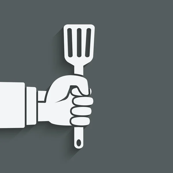 Mano de chef con tornero — Vector de stock