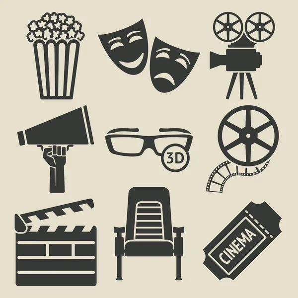 Movie icons set — Stock Vector