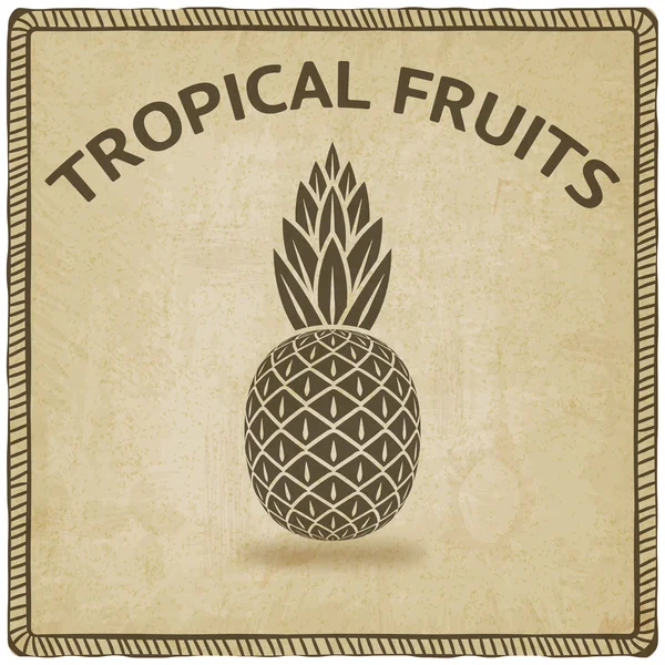 Pineapple tropical fruit symbol — ストックベクタ