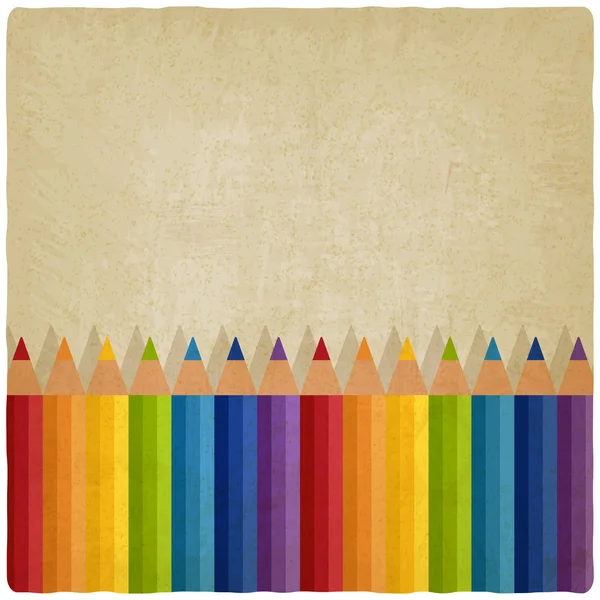 Coloridos lápis de arco-íris fundo velho —  Vetores de Stock