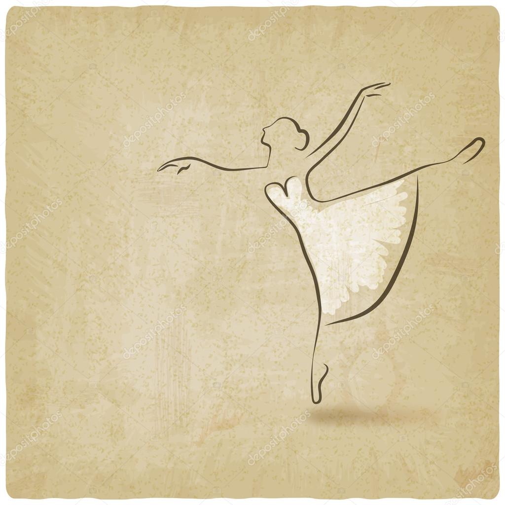 Ballerina dancing studio symbol old background - vector illustration. eps 10