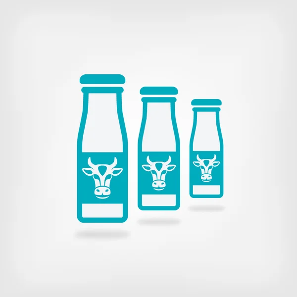 Bouteilles de lait avec étiquette de vache — Image vectorielle