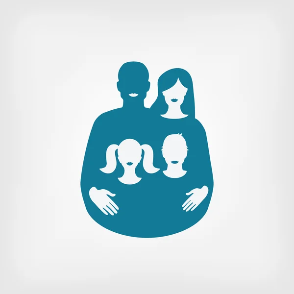 Mladé rodiny koncept. otec a matka s dětmi — Stockový vektor