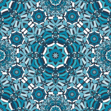 Mavi çiçek kaleydoskop desen