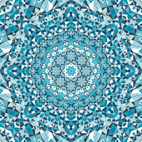 Синій круглий квітковий калейдоскоп візерунок — стоковий вектор
