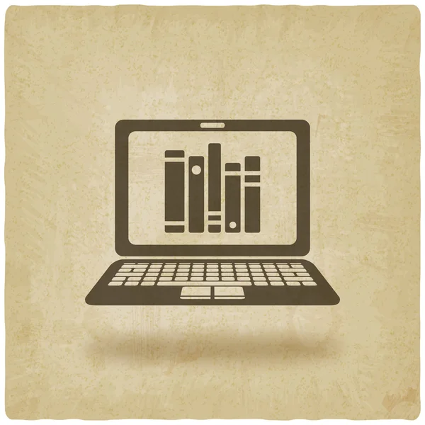 Distance bibliothèque en ligne, étude ou librairie concept vieux fond — Image vectorielle