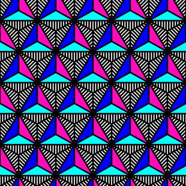 80 lerin tarzında soyut parlak renkli üçgen geometrik desen
