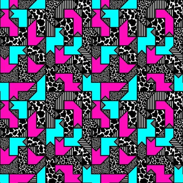 Abstracto patrón geométrico de color brillante en el estilo de los años 80 — Vector de stock