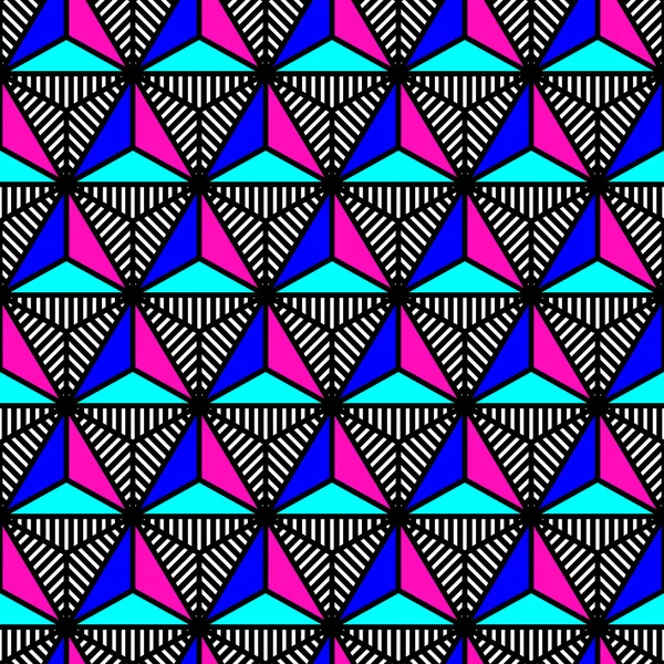 在 80 年代风格的抽象明亮彩色的三角形几何图案 图库插图