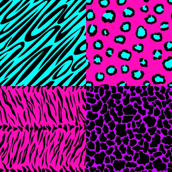 Animal skin seamless patterns in bright colors Royalty Free Stock Vectors