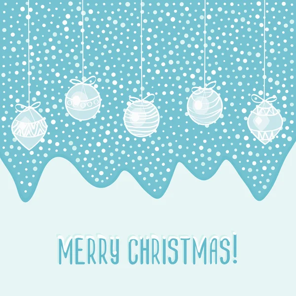 Carte bleue avec boules de Noël — Image vectorielle