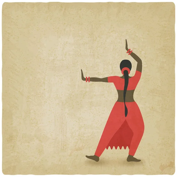 Indiska dansare gammal bakgrund. Dance club symbol — Stock vektor