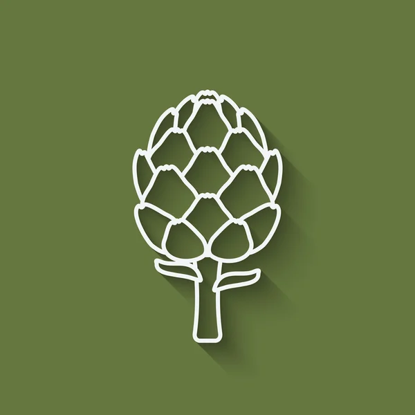 Σύμβολο της αγκινάρας, σε πράσινο φόντο — Διανυσματικό Αρχείο