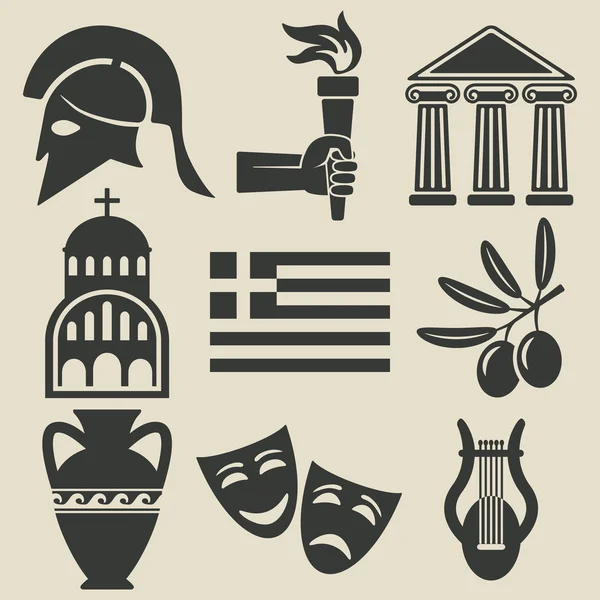 Symbole Grèce icônes ensemble — Image vectorielle