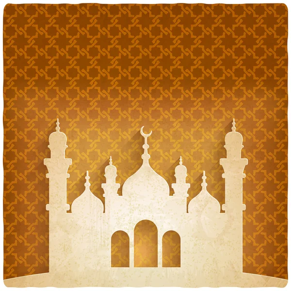 Ramadan kareem golden background with Islamic mosque — Stock Vector