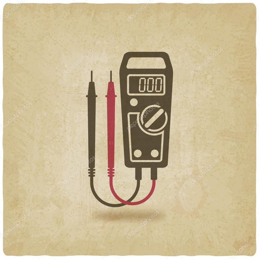 Digital multimeter symbol old background - vector illustration. eps 10
