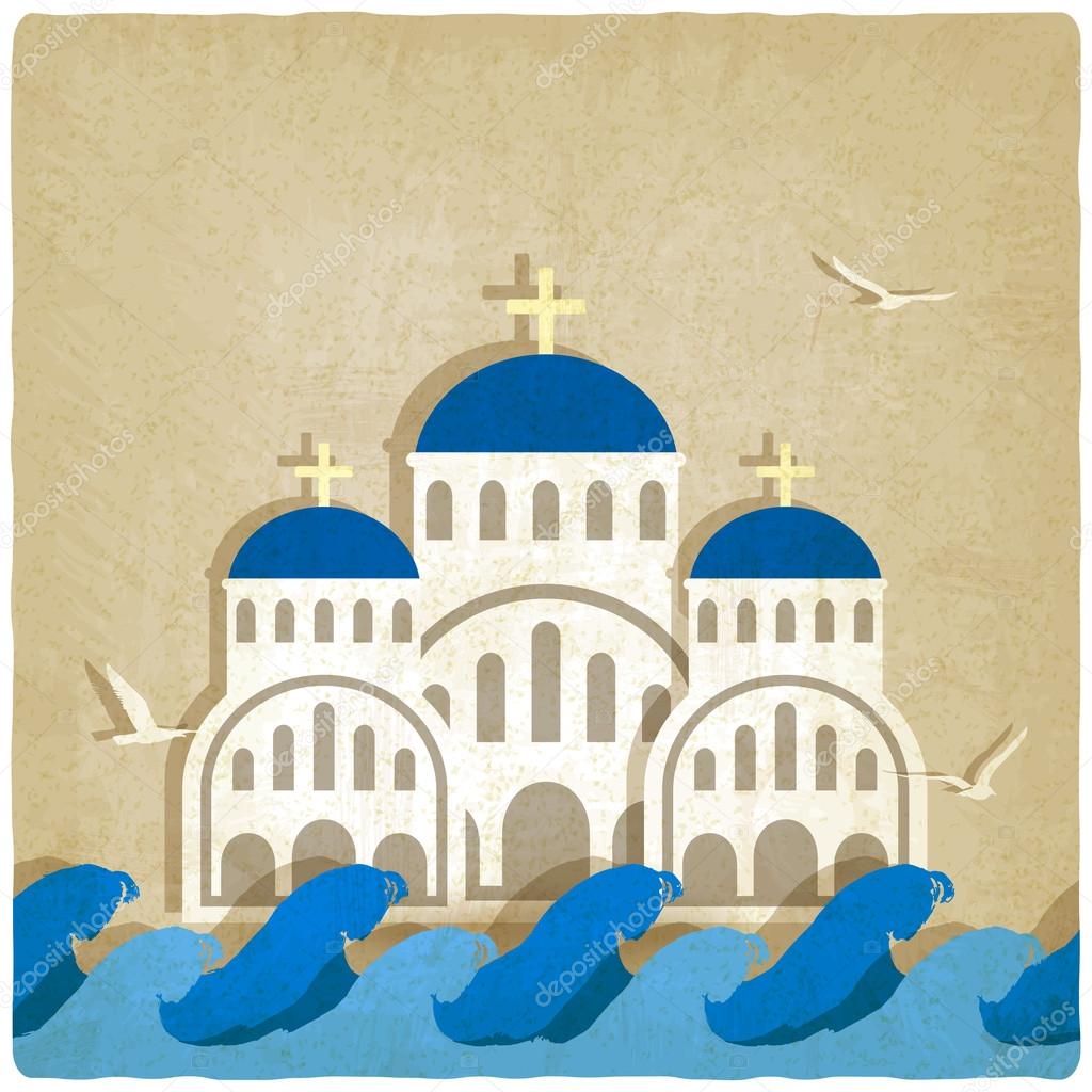 Greek Church Greek Church near blue sea. vector illustration - eps 10