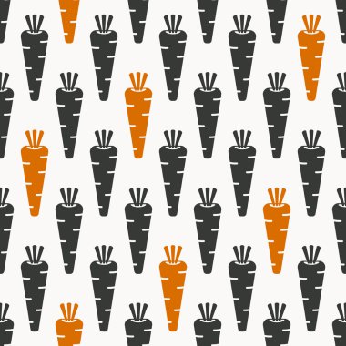 siyah ve turuncu renklerde havuç seamless modeli