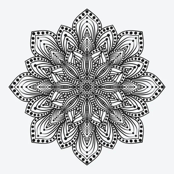 曼荼罗。程式化的花纹圆形单色 — 图库矢量图片