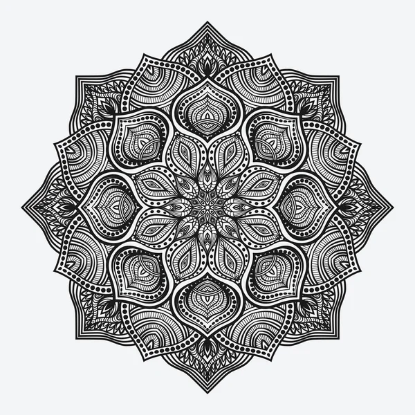 曼荼罗。圆形的单色图案 — 图库矢量图片
