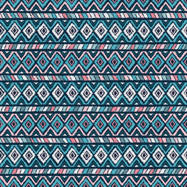 Motif ethnique tribal sans couture dans les couleurs rose et bleu — Image vectorielle