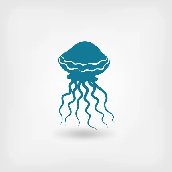 Blue jellyfish logo symbol — Stock Vector