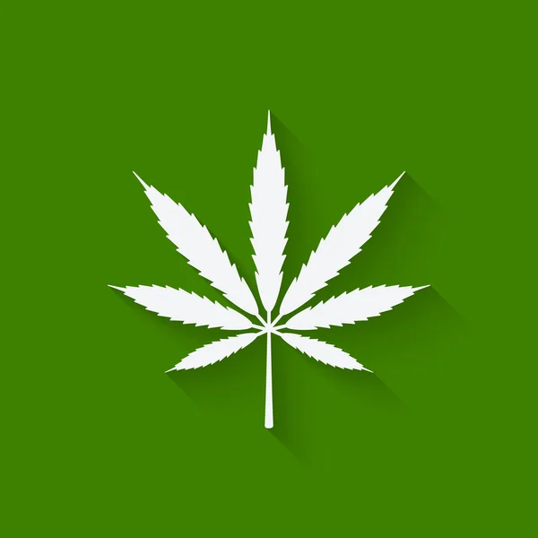 Daun Marijuana pada latar belakang hijau - Stok Vektor