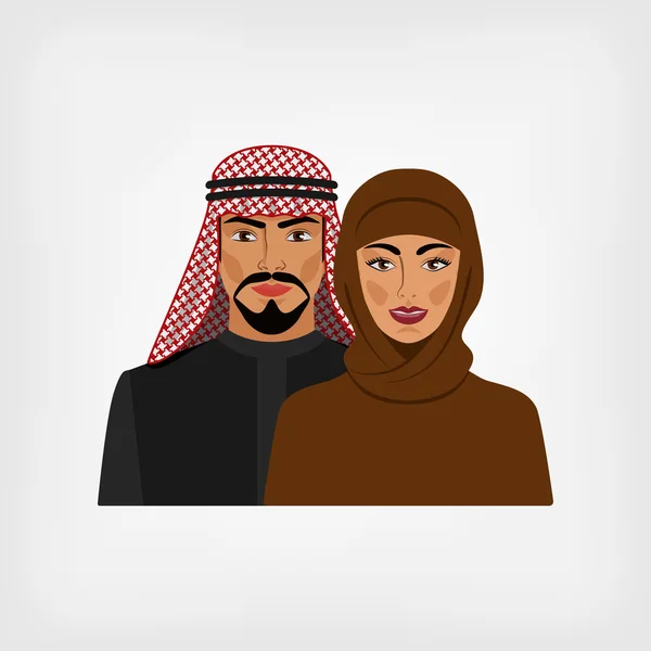 Arabische man en vrouw in traditionele kleding — Stockvector