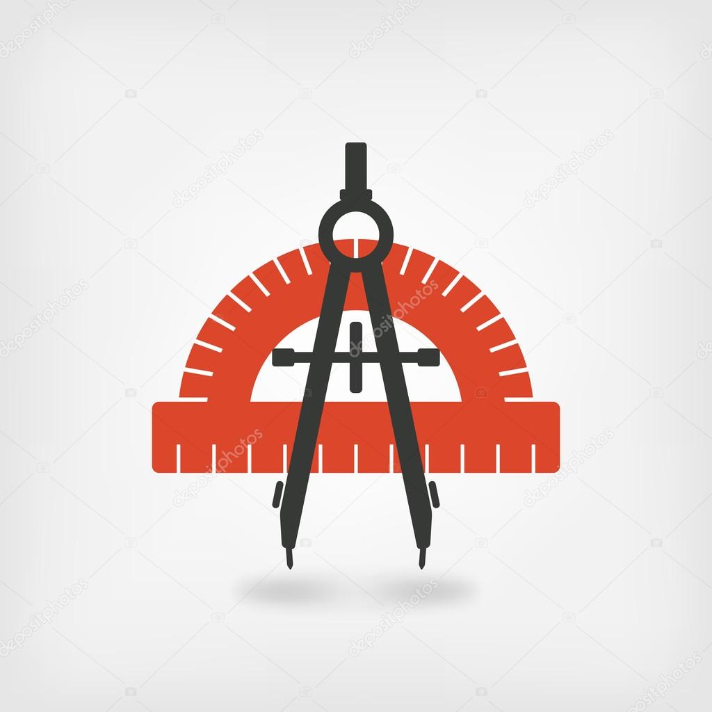 Compass and protractor symbol. vector illustration - eps 10