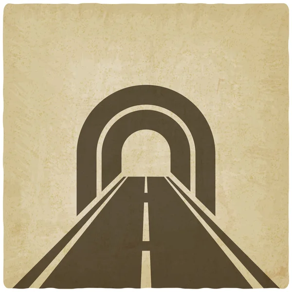 Road through tunnel old background — Stock Vector