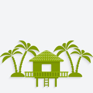 palmiye ağaçları ile bungalov