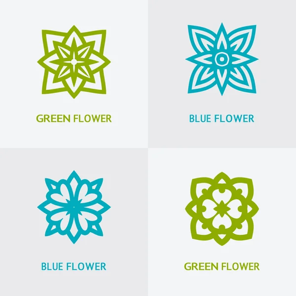 Naturalne logo kwiatowy zestaw — Wektor stockowy