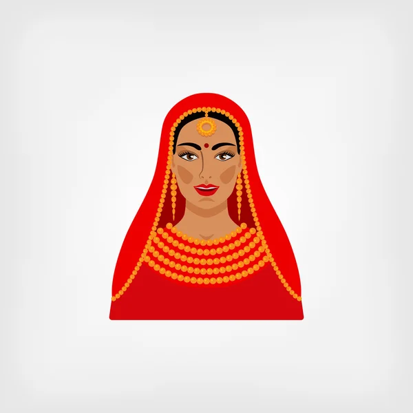 Geleneksel giyinmiş Hintli kadın. — Stok Vektör