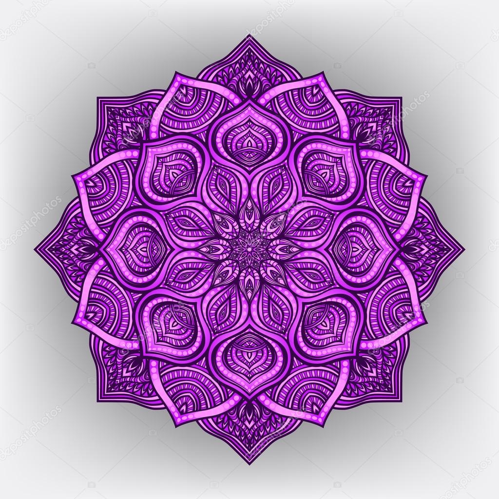 violet floral round ornament