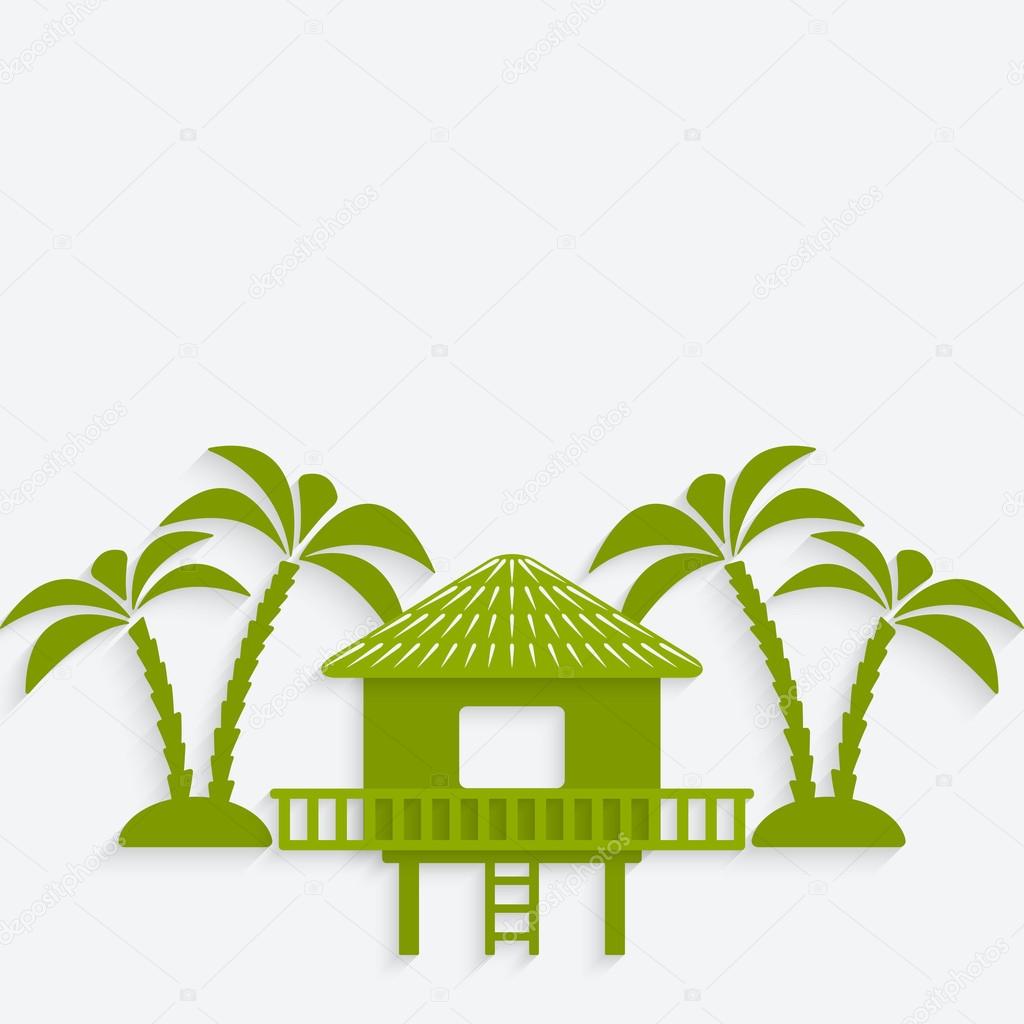 bungalow with palm trees