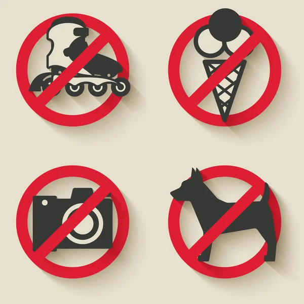 Prohibited signs icons — Stock Vector