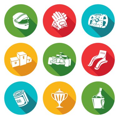 Otomatik yarış Icons Set. Vektör çizim.