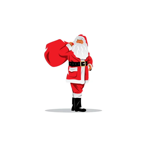 Santa Claus with sack of gifts. Vector Illustration. — Stock Vector