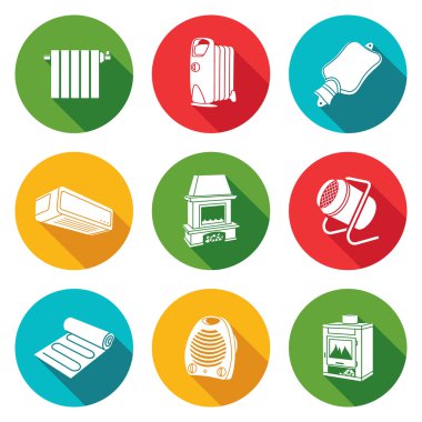 İklim, ekipman Icons Set. Vektör çizim.