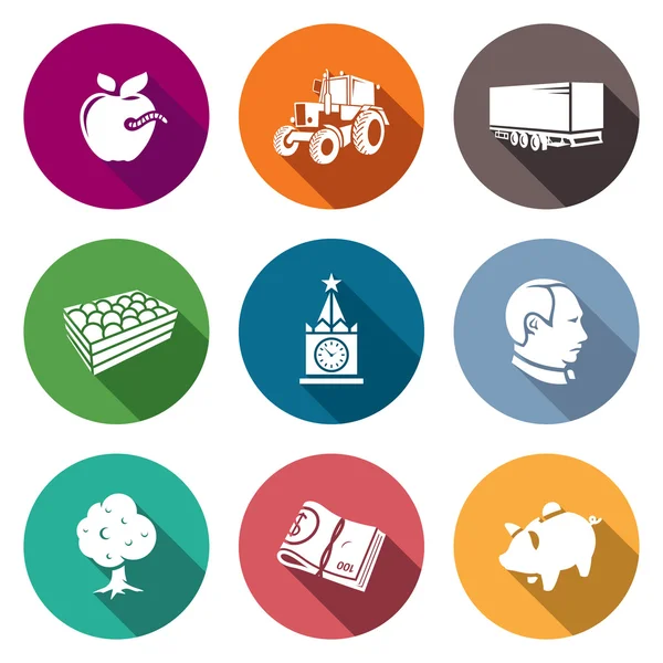 Export of Polish apples Icons Set. Vector Illustration. — Stock Vector