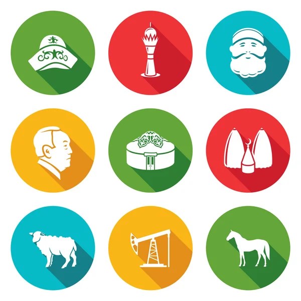 Kazakistan Icons Set. Illustrazione vettoriale . — Vettoriale Stock