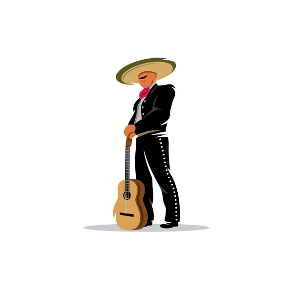 Músico mexicano com guitarra. Ilustração vetorial . — Vetor de Stock