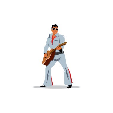 Musician artist with a guitar. Vector Illustration. clipart