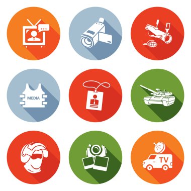 Savaş Icons Set gazetecilik riski. Vektör çizim.