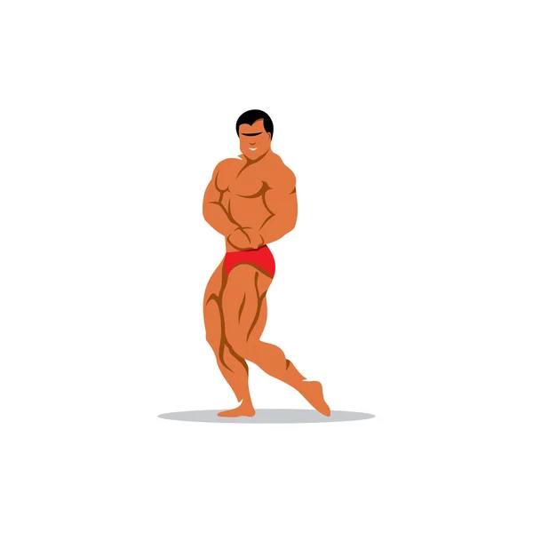 Bodybuilder masculin attrayant, concours de démonstration. Illustration vectorielle . — Image vectorielle