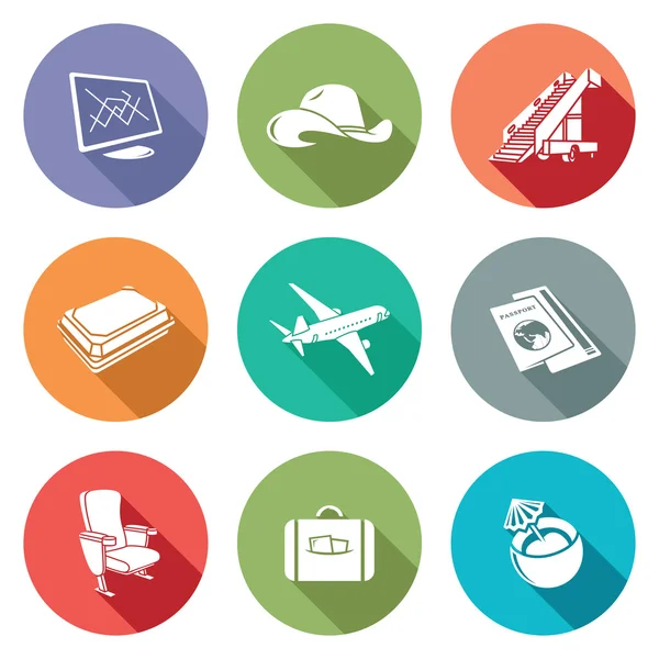 Aircraft and flight Icons Set. Vector Illustration. — Stock Vector