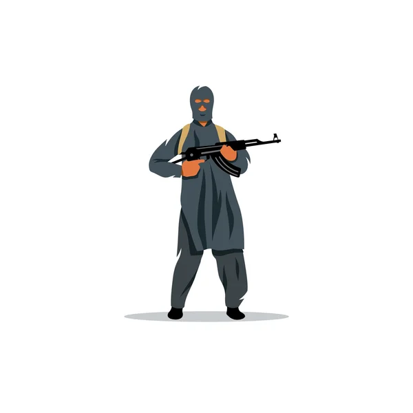 East Islamic commandos with a gun. Vector Illustration. — Stock Vector