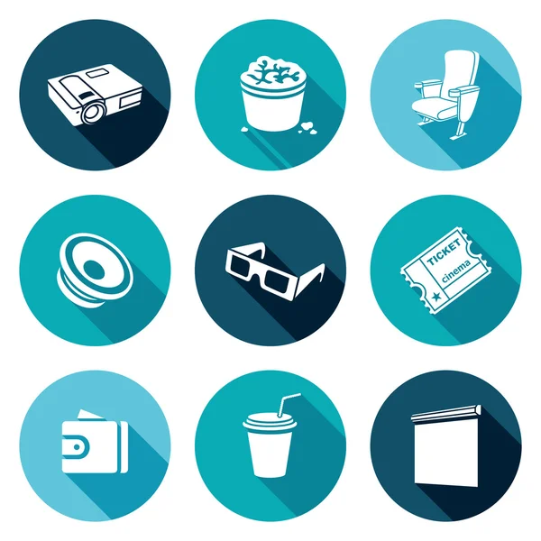 Bioscoop zaal Icons Set. Vectorillustratie. — Stockvector